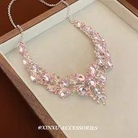 White Moonlight ~ Super Flash Zircon Water Drop Pendant Necklace Minority Fashion High Sense Temperament Wild Clavicle Chain Jewelry sku image 19