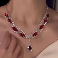 White Moonlight ~ Super Flash Zircon Water Drop Pendant Necklace Minority Fashion High Sense Temperament Wild Clavicle Chain Jewelry sku image 13