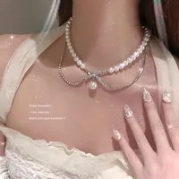2024 New Pearl Daisy Necklace Colorful Beaded Dopamine Hot Light Luxury Clavicle Chain Special-Interest Design Necklace sku image 36