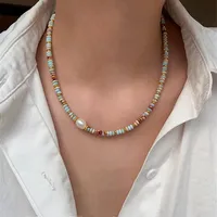 2024 New Pearl Daisy Necklace Colorful Beaded Dopamine Hot Light Luxury Clavicle Chain Special-Interest Design Necklace sku image 40