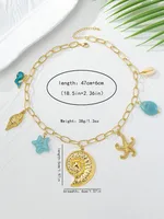Starfish Conch Dolphin Elegant Retro Lady Zinc Alloy Multi Charms Necklace Wholesale main image 2