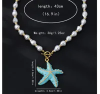 Starfish Marine Style Imitation Pearl Zinc Alloy Pendant Necklace Wholesale main image 2