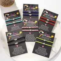 Bohemian Style Colorful Glass Beads Acrylic Heart Handmade Beaded With Card Women's Bracelet main image 1