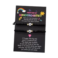 Style Bohème Perles De Verre Colorées Acrylique Coeur Perlé À La Main Avec Carte Bracelet Femme main image 5