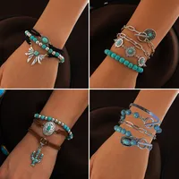 Ethnic Style Retro Turquoise Cowboy Hat Bracelet Suit Personality Multi-Element Snake Bone Chain Bracelet main image 1