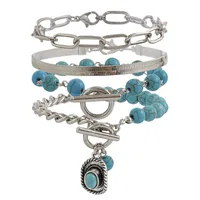 Ethnic Style Retro Turquoise Cowboy Hat Bracelet Suit Personality Multi-Element Snake Bone Chain Bracelet main image 5