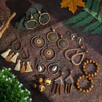 New Bohemian Wooden Bead Handmade Tassel Earrings Elegant Graceful Geometric Circle Ear Rings main image 1