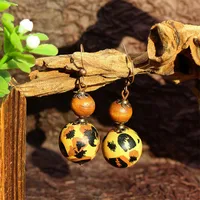 New Bohemian Wooden Bead Handmade Tassel Earrings Elegant Graceful Geometric Circle Ear Rings main image 3