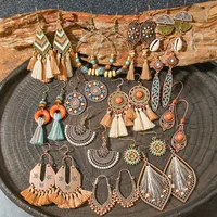 Pendientes Originales De Diseño Retro De Estilo Étnico Con Diseño Geométrico De Yunnan, Estilo De Vacaciones, Personalidad Creativa, Venta Al Por Mayor De main image 1