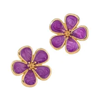 Coréen Super Hot Ins Doux Élégance En Métal Huile-Spot Glaze Fleurs Boucles D'oreilles Cinq Pétale Fleur Frais Vacances Style Boucles D'oreilles Pour Femmes main image 5