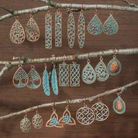 New Hot Sale Simple Personality Ethnic Minority Vacation Style Earrings Vintage Geometric Hollow Delicate Ear Rings Wholesale main image 4