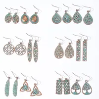 New Hot Sale Simple Personality Ethnic Minority Vacation Style Earrings Vintage Geometric Hollow Delicate Ear Rings Wholesale main image 5