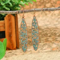 New Hot Sale Simple Personality Ethnic Minority Vacation Style Earrings Vintage Geometric Hollow Delicate Ear Rings Wholesale sku image 1