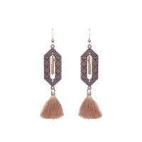 In Stock  Popular Vintage Earrings Suit Ethnic Style Tassel Alloy Earrings  Hollow Ear Rings Wholesale sku image 8