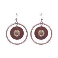New Bohemian Wooden Bead Handmade Tassel Earrings Elegant Graceful Geometric Circle Ear Rings sku image 7
