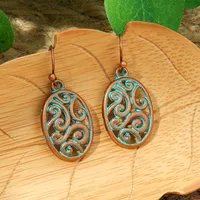 New Hot Sale Simple Personality Ethnic Minority Vacation Style Earrings Vintage Geometric Hollow Delicate Ear Rings Wholesale sku image 2