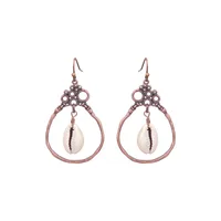 New Bohemian Wooden Bead Handmade Tassel Earrings Elegant Graceful Geometric Circle Ear Rings sku image 6