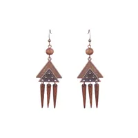 New Bohemian Wooden Bead Handmade Tassel Earrings Elegant Graceful Geometric Circle Ear Rings sku image 8