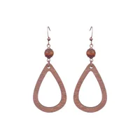 New Bohemian Wooden Bead Handmade Tassel Earrings Elegant Graceful Geometric Circle Ear Rings sku image 3