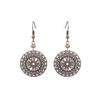 In Stock  Popular Vintage Earrings Suit Ethnic Style Tassel Alloy Earrings  Hollow Ear Rings Wholesale sku image 12