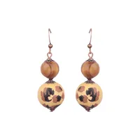 New Bohemian Wooden Bead Handmade Tassel Earrings Elegant Graceful Geometric Circle Ear Rings sku image 4