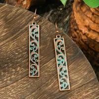 New Hot Sale Simple Personality Ethnic Minority Vacation Style Earrings Vintage Geometric Hollow Delicate Ear Rings Wholesale sku image 10
