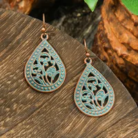 New Hot Sale Simple Personality Ethnic Minority Vacation Style Earrings Vintage Geometric Hollow Delicate Ear Rings Wholesale sku image 4