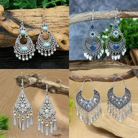 Pendientes Étnicos Retro Transfronterizos, Pendientes Bohemios, Pendientes De Borla, Punto Escénico, Pendientes Colgantes De Oreja Hechos A Mano main image 1