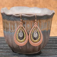 Retro Coffee Color Earrings Suit Bohemian Fashion Creative Geometric Ear Rings All Match Tassel Earrings sku image 8