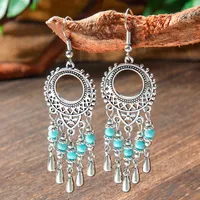 Wholesale Vintage Bohemian Turquoise Earrings Suit National Fashion Eardrops Earrings Supply sku image 32