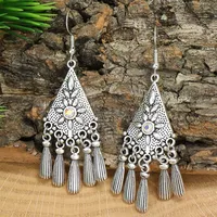 Retro Ethnic Earrings Bohemian Eardrops Tassel Pendant Scenic Spot Ear Hanging Ear Studs Handmade Ear Rings sku image 1