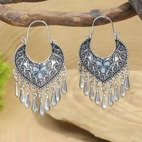 Retro Ethnic Earrings Bohemian Eardrops Tassel Pendant Scenic Spot Ear Hanging Ear Studs Handmade Ear Rings sku image 5