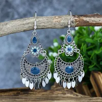 Retro Ethnic Earrings Bohemian Eardrops Tassel Pendant Scenic Spot Ear Hanging Ear Studs Handmade Ear Rings sku image 7