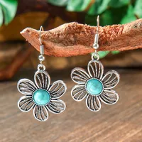 Wholesale Vintage Bohemian Turquoise Earrings Suit National Fashion Eardrops Earrings Supply sku image 8