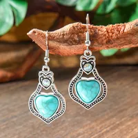 Wholesale Vintage Bohemian Turquoise Earrings Suit National Fashion Eardrops Earrings Supply sku image 11