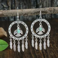 Retro Ethnic Earrings Bohemian Eardrops Tassel Pendant Scenic Spot Ear Hanging Ear Studs Handmade Ear Rings sku image 6