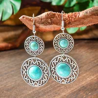 Wholesale Vintage Bohemian Turquoise Earrings Suit National Fashion Eardrops Earrings Supply sku image 24