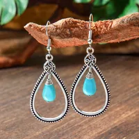 Wholesale Vintage Bohemian Turquoise Earrings Suit National Fashion Eardrops Earrings Supply sku image 26