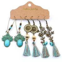 Accessoires Transfrontaliers Européen Et Américain Populaire 3 Pièces Gland Boucles D'oreilles Bohème Rétro Nouvelles Boucles D'oreilles Costume Femmes En Gros main image 2