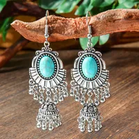 Wholesale Vintage Bohemian Turquoise Earrings Suit National Fashion Eardrops Earrings Supply sku image 35