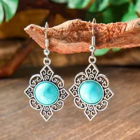 Wholesale Vintage Bohemian Turquoise Earrings Suit National Fashion Eardrops Earrings Supply sku image 1