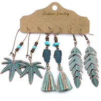 Accessories  Popular 3-Piece Tassel Earrings Bohemian Retro New Earrings Suit Women Wholesale sku image 4