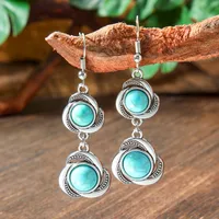 Wholesale Vintage Bohemian Turquoise Earrings Suit National Fashion Eardrops Earrings Supply sku image 16