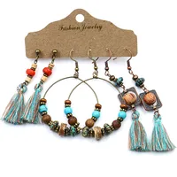 Accessories  Popular 3-Piece Tassel Earrings Bohemian Retro New Earrings Suit Women Wholesale sku image 5