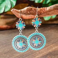 Wholesale Vintage Bohemian Turquoise Earrings Suit National Fashion Eardrops Earrings Supply sku image 13