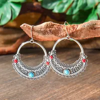 Wholesale Vintage Bohemian Turquoise Earrings Suit National Fashion Eardrops Earrings Supply sku image 10