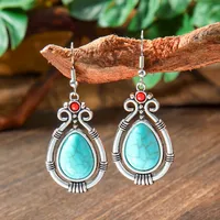 Wholesale Vintage Bohemian Turquoise Earrings Suit National Fashion Eardrops Earrings Supply sku image 15
