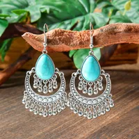 Wholesale Vintage Bohemian Turquoise Earrings Suit National Fashion Eardrops Earrings Supply sku image 34
