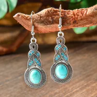 Wholesale Vintage Bohemian Turquoise Earrings Suit National Fashion Eardrops Earrings Supply sku image 6