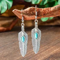 Wholesale Vintage Bohemian Turquoise Earrings Suit National Fashion Eardrops Earrings Supply sku image 7